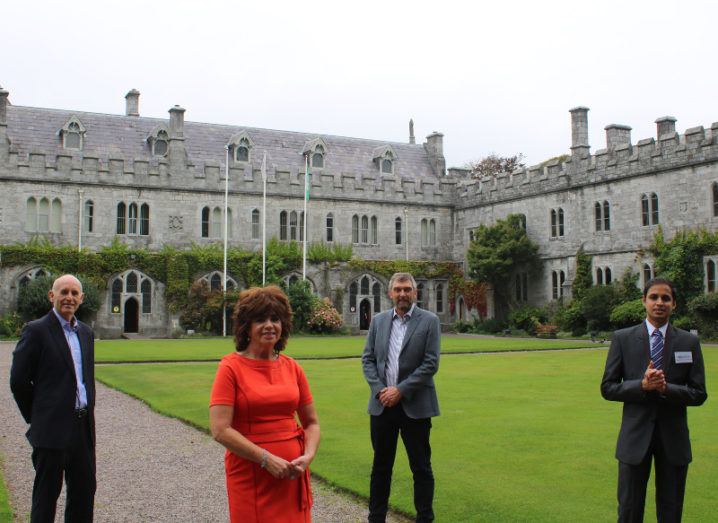 Key figures from BioPixS, UCC and Tyndall are standing on the grounds of UCC.